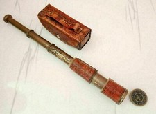 Dollond 16 Telescope Leather London Case Brass Antique Spyglass Vintage Nautical