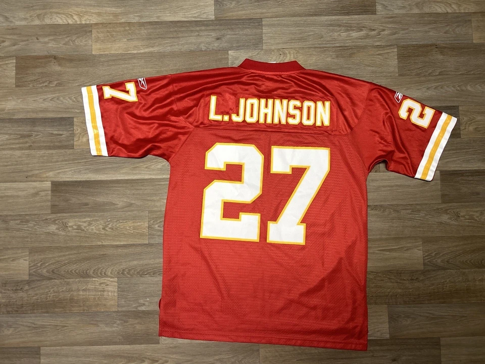 Camiseta para hombre NFL Kansas City Chiefs L. Johnson #27 Reebok talla L roja Foto 4 de 4