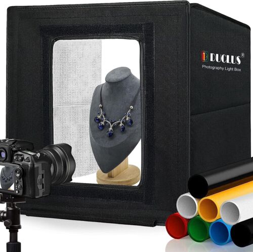 DUCLUS Photography Light Box 16" x 16" Portable Photo Booth Picture Backdrop LED - Picture 1 of 7