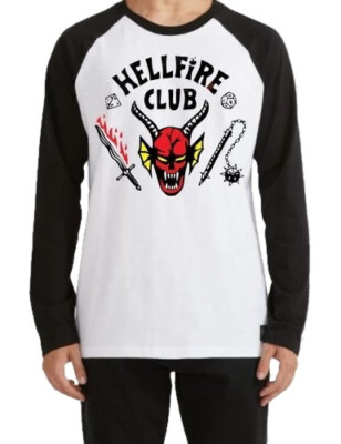 Herren Shirt Langarm Langsrmshirt Baseballshirt Stranger Things Hellfire Club