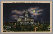 Postcard TN Night Time Scene of the State Capitol Nashville Tennessee A10