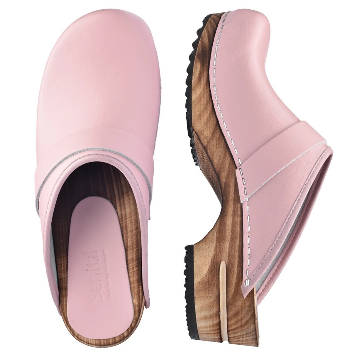 Sanita 'Rikke' Charred Wooden Clogs in Pink (476009) UK