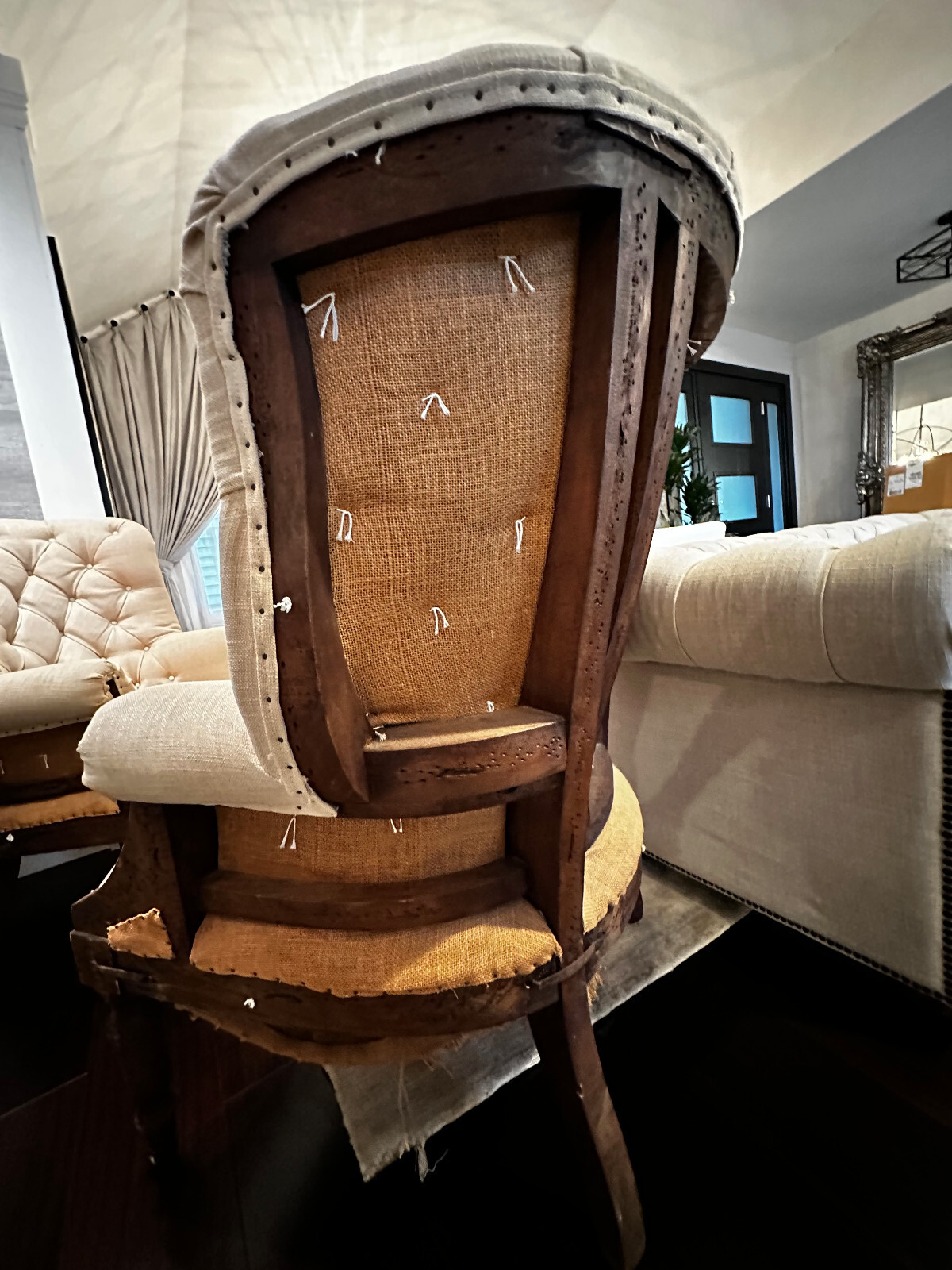 High Back Tufted Accent Chair RH Pottery Barn Look Alike Restoration