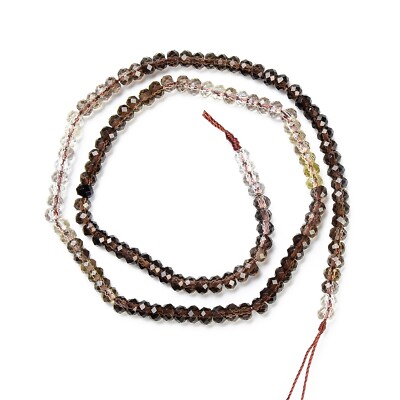 Smoky Quartz 4x3mm Faceted Round Gemstone Genuine Bead Full Strand 15.5'' PRP443