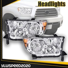 Amber Corner Chrome Headlights Fit For 2007-2013 Toyota Tundra 2008-2017 Sequoia