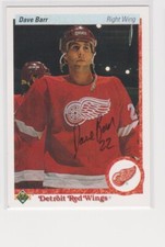 DAVE BARR DETROIT REDWINGS AUTOGRAPHED HOCKEY CARD