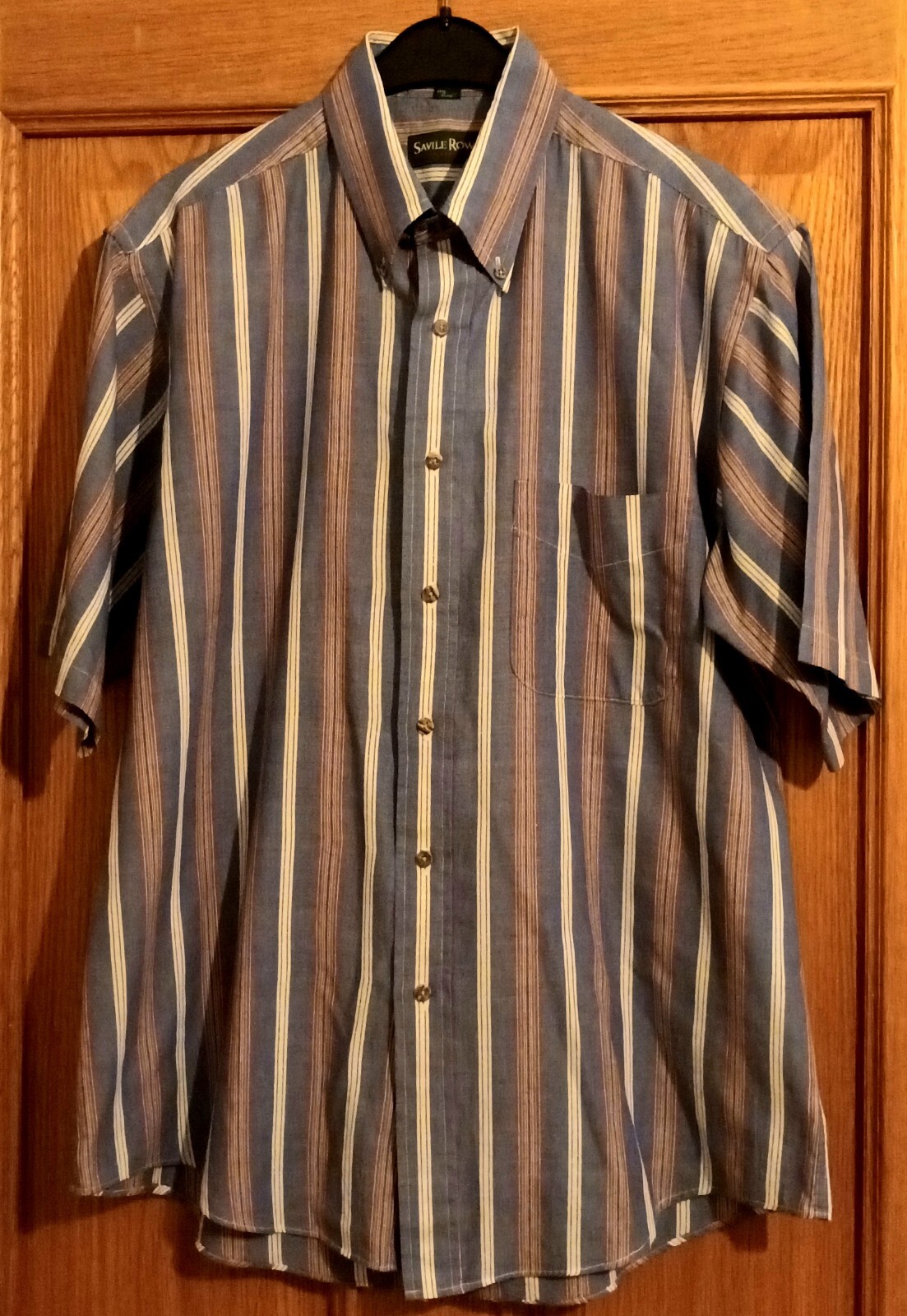 FILA Camicia uomo 'Saville Row' manica corta taglia L a righe marrone grigio e bianco