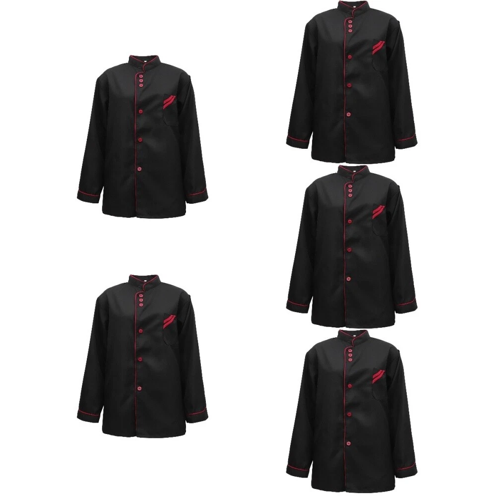 chef hotel costume 5x Black Chef Coat Menu0026#039; s Clothing Unisex Chef  Jacket Chef | eBay