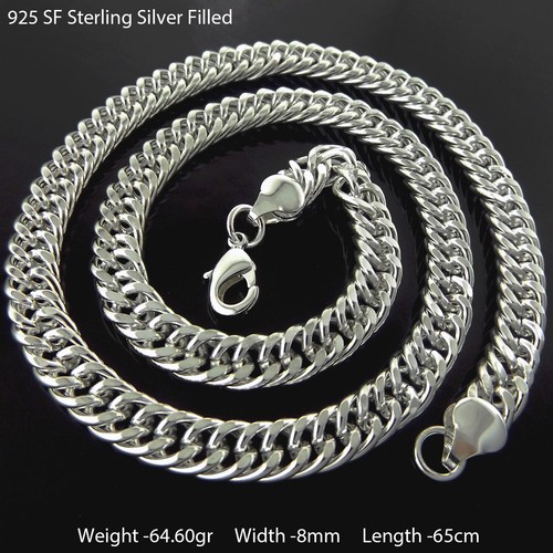 Necklace 925 Sterling Silver Filled Solid Men's Statement Link Chain ...