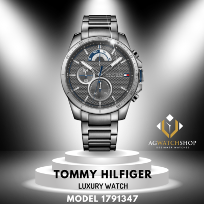 Tommy Hilfiger Herren Quarz Edelstahl graues Zifferblatt 46 mm Uhr