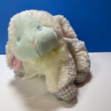 First Main Bambino Lambino Lamb 6" Plush Rattle Sheep White Blue Baby Lovey