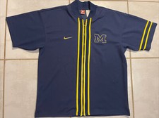 Vintage NIKE Michigan Wolverines SEWN NAVY BASKETBALL WARM-UP JACKET 90s XL