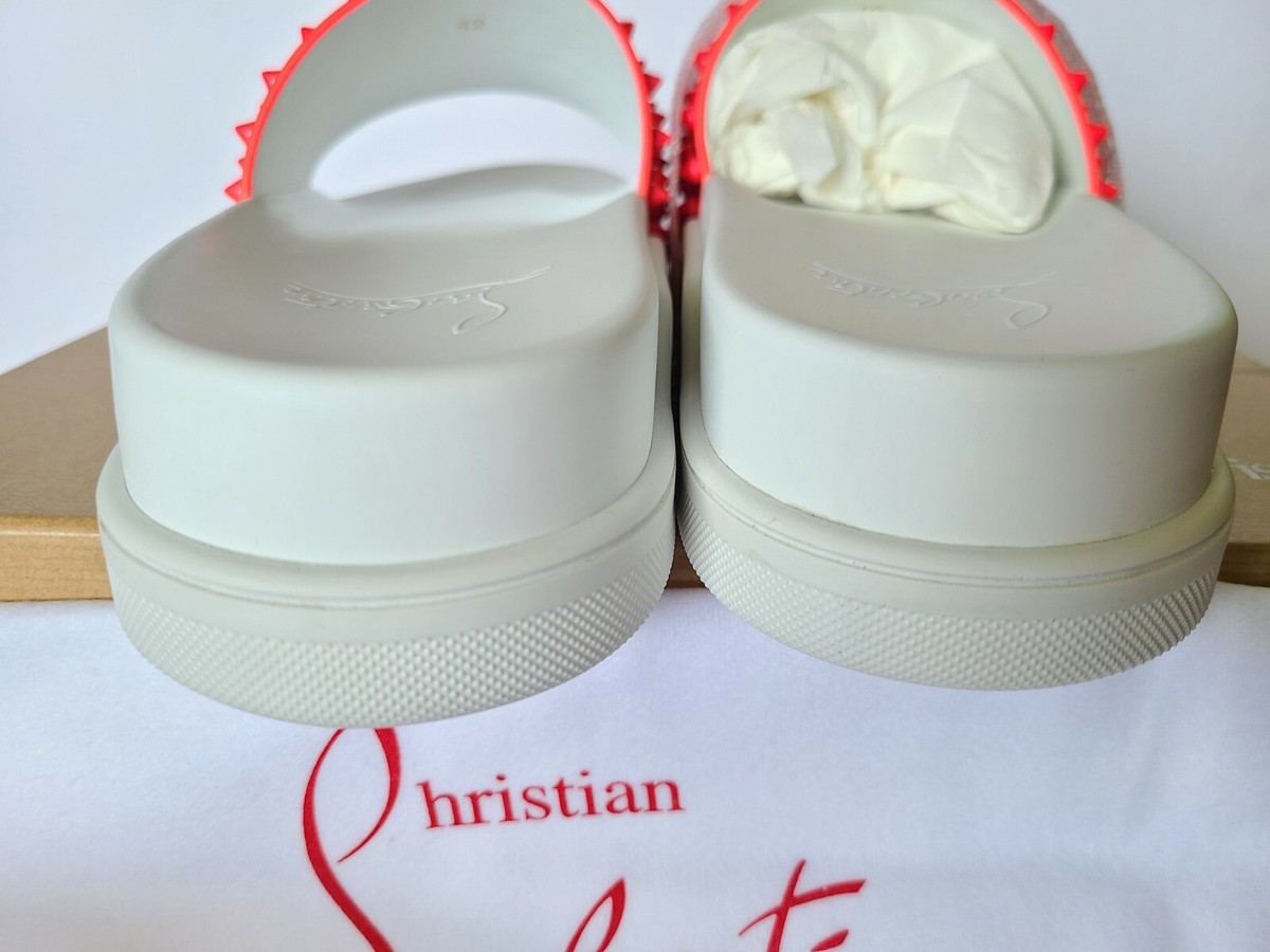 Christian Louboutin Pool Fun Spike Flat Slide Sandals Pink