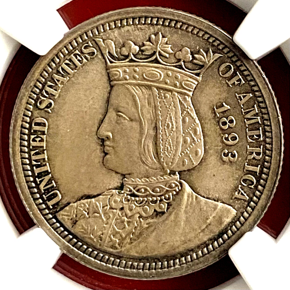 NGC MS-65 CAC! 1893 COLOMBIAN EXPO - ISABELLA QUARTER - Image 2 of 3