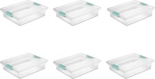 Sterilite Large Clip Box, Stackable Storage Bin with Latching Lid, 6-Pack