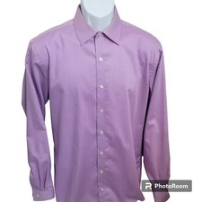 Kenneth Cole Reaction Dress Shirt, Men M 15.5  Purple, Striped, Cotton, EUC