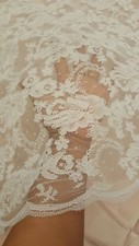 White Bridal Lace Fabric By The Yard Floral Flowers Polka Dot Embroidery Cord