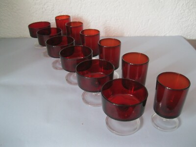2x 6 Gläser rubinrot France, Luminarc, Arcoroc, ruby red Set