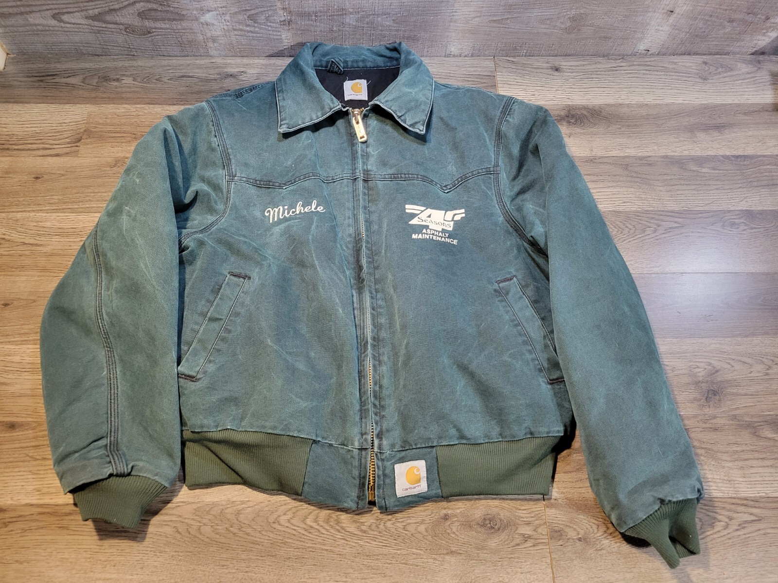 Vintage 90s Carhartt Santa Fe Jacket JQ2043 Large Hunter Green USA Made  
