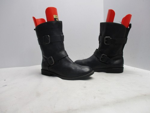 MONTANA Black Leather Mid Calf Biker 