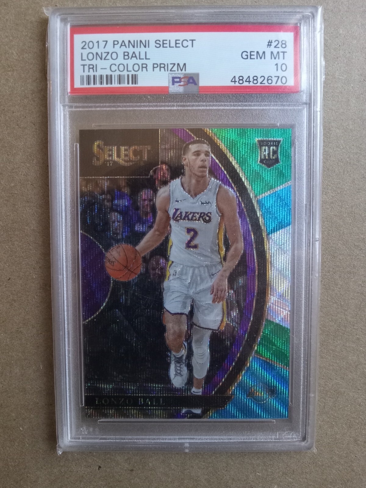 2017 Panini Select Lonzo Ball Rookie Concourse Tri-Color Prizm PSA 10 Lakers