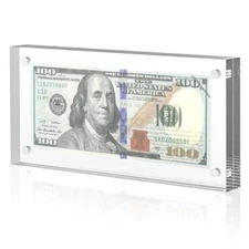 Acrylic Currency Holder Self Standing Dollar Bill Frame for Collectors Ticket