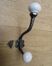 PACK OF 5 TWISTED CERAMIC COAT HOOK vintage hanging hat & coat hanger peg