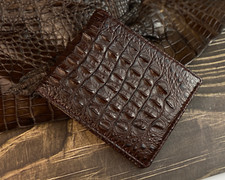 Double Sided Crocodile Brown Bifold Leather Wallet Men's Skin Billfold Wallet