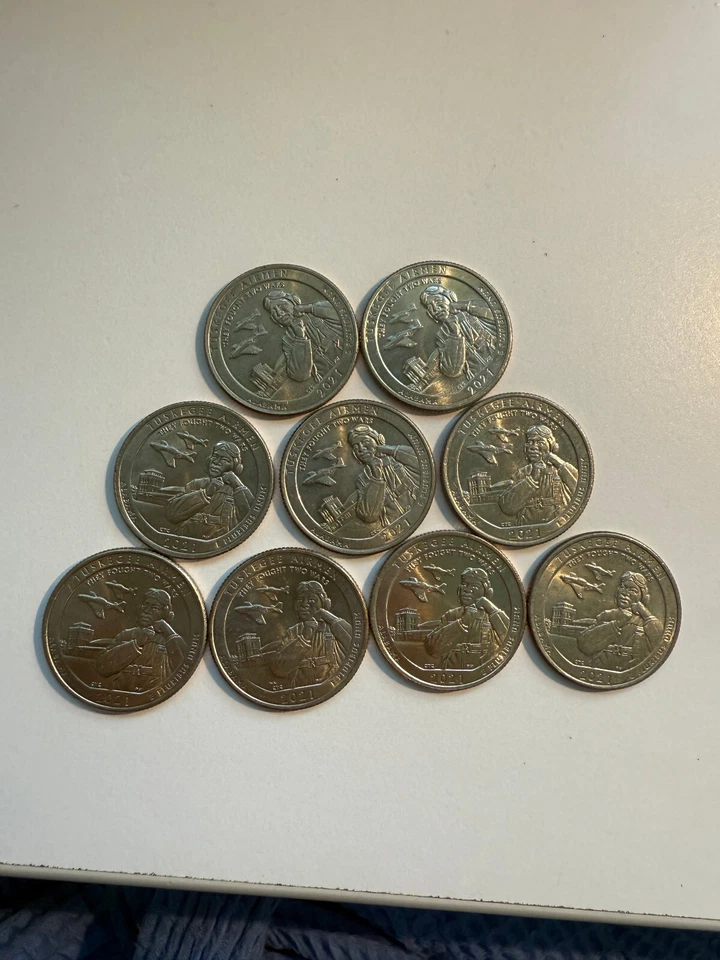 US Quarter 2021 D Alabama Tuskegee Airmen set of 9 circulated coins - Image 4 of 4