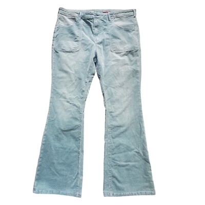 Anthropologie Pilcro Pants Women 34'' The Icon Mint Green Corduroy Flare Faded