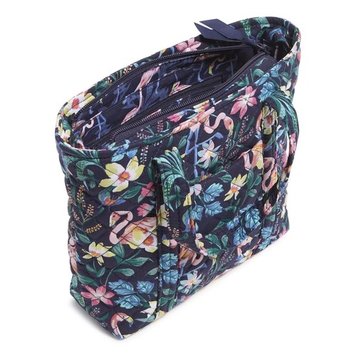 Vera Bradley Mini Vera Tote Bag in Flamingo Garden Quilted Cotton Travel Bag NWT - 第 2/11 張圖片