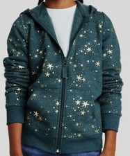 Cat  Jack Girls Hoodie Jacket Dark Teal Star Printed Zip Up Size XXL 18 