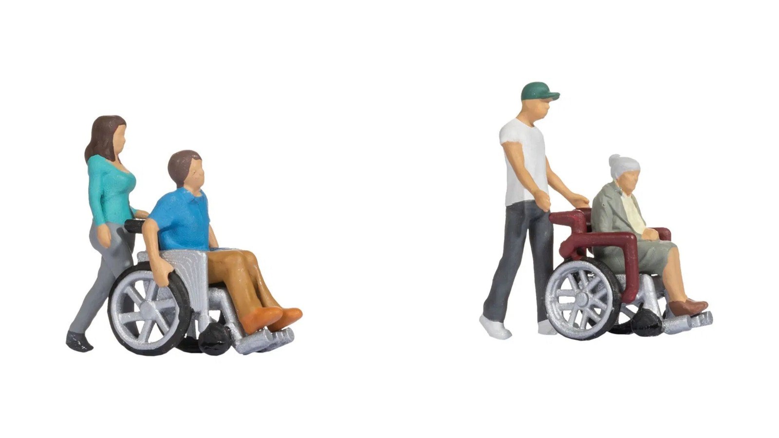 Wheelchair Users (2) & Helpers (2) figure set N gauge Noch 36552