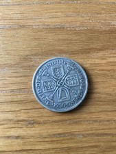 1930 Two Shilling One Florin Silver Coin, George V, Great Britain