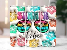 3D Effect Colorful Summer Vibes Floral 20oz Tumbler Tumblr Insulated Travel Mug