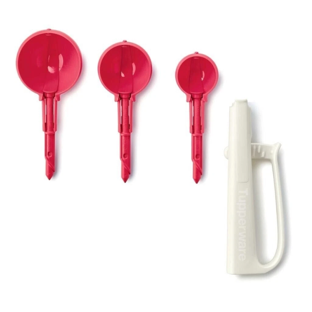 Tupperware Portioning Scoop Set Cookie Kitchen Tool 3 Sizes Red