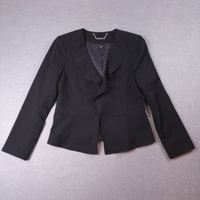 White House Black Market Women's Ruffled Flounce Jacket Lined Black Size 10P