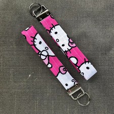 Handmade Hello Kitty Pink Wrist Keyfob / Wristlet Keychain