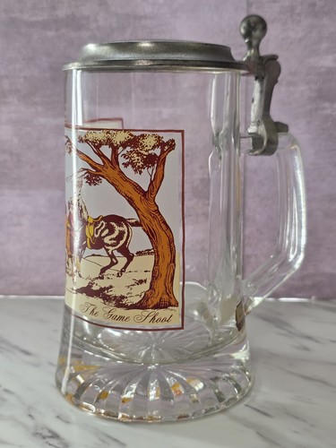 Birra Stein vetro pesante in peltro con coperchio Fuchsjagd vintage anni 70 - Foto 3 di 10