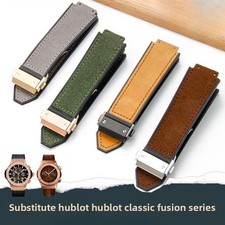 Cinturino orologio in vera pelle spazzolata con fondello in gomma 19x26 mm adatto a Hublot Big Bang