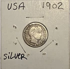 1902  BARBER DIME - 124 Years Old!!  ☆ BELOW SILVER VALUE ☆