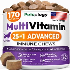 Dog Multivitamin Chewable Vitamins Supplements with Glucosamine 170 Chews