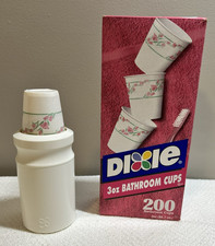 Vintage DIXIE Cup Bathroom Dispenser For Counter w/ Open Box 3 Oz Cups 50 Full