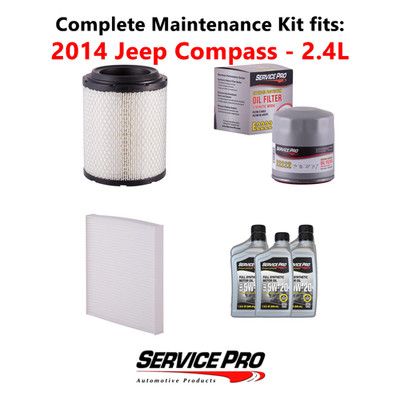2014 Jeep Compass 2.4L Complete Oil, Air & Cabin Filter Kit (5W-20)