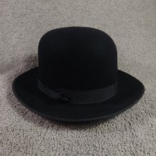 Beaver Brand Hat Bowler Derby Black Ribbon Band Bound Brim Mens 5X Dress Felt