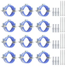 12 Pcs 1.5-1.7inch Heavy Duty Adjustable Split Ring Pipe Hanger, Silver/Blue
