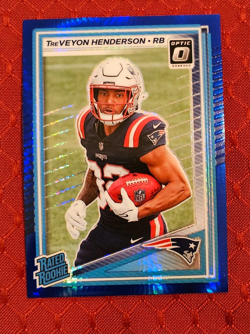 2025 Panini Donruss Optic TreVeyon Henderson RC #248 Blue Hyper Patriots NM-MT