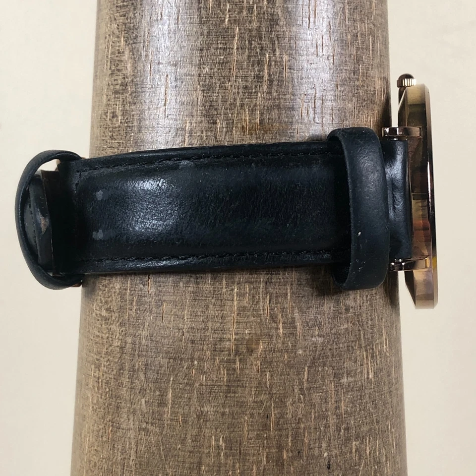 Daniel Wellington Hombre Vestido Negro Cuero Banda Cuarzo Analógico 36mm Reloj 7 1/2" Foto 3 de 4