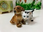 HUTSCHENREUTHER Porzellan Figur Katze Hund 9x5,5cm Sammler Deko Figurine