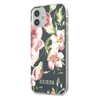 Guess iPhone 12 mini Hülle aus der Flower Collection, marineblau